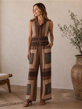 Central Park West Wren Button Front Jumpsuit NWT
